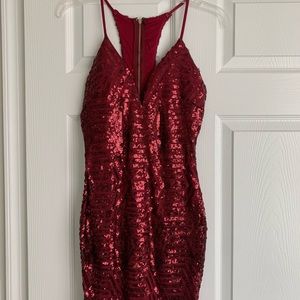 Red Sequin Cocktail Dress